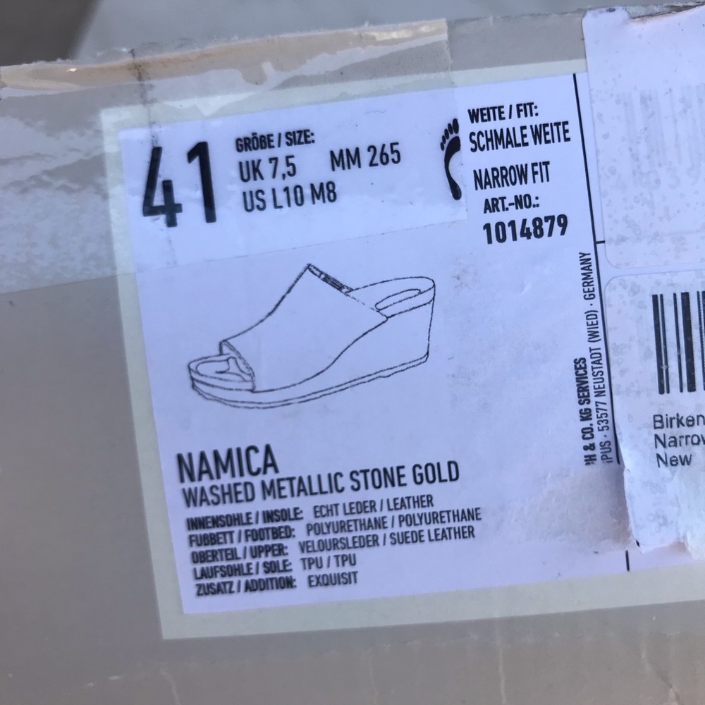 $160 Birkenstock Women's Papillio, Namica Slide - Narrow Width Gold 41 , 10-10.5 - Picture 6 of 6